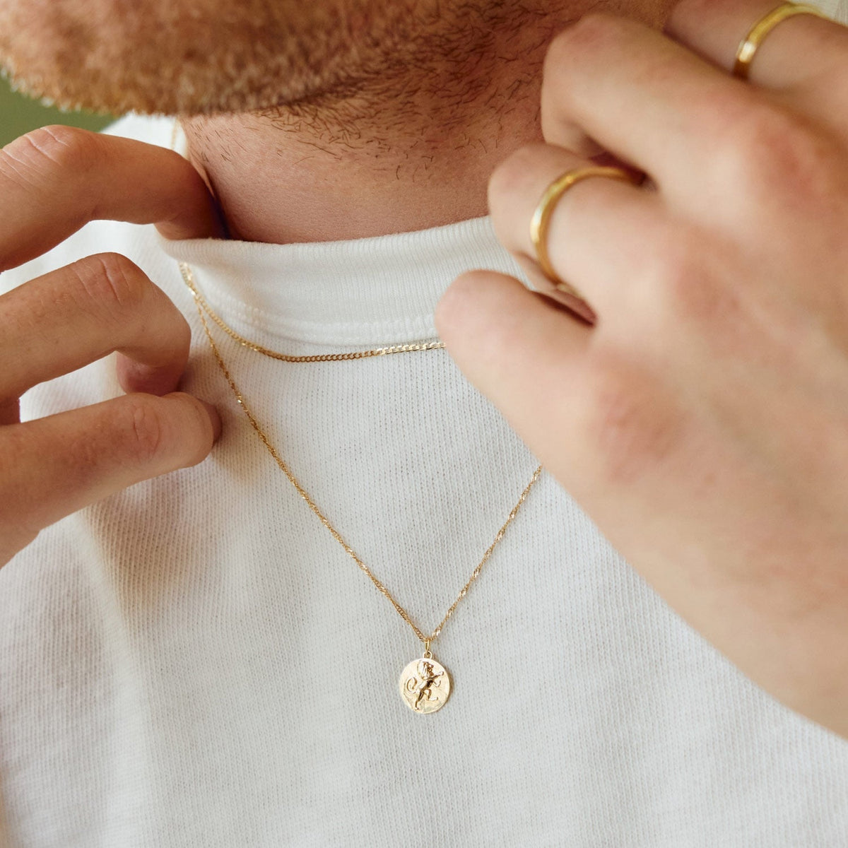 Avaline Mini Round Gold Zodiac Pendant