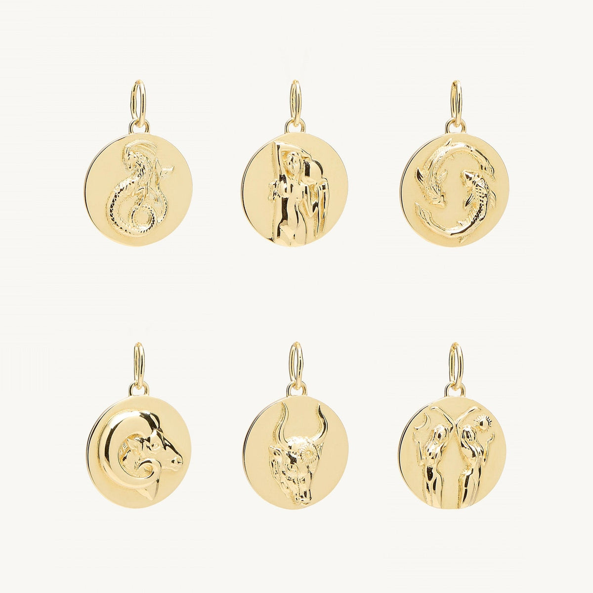 Avaline Mini Round Gold Zodiac Pendant