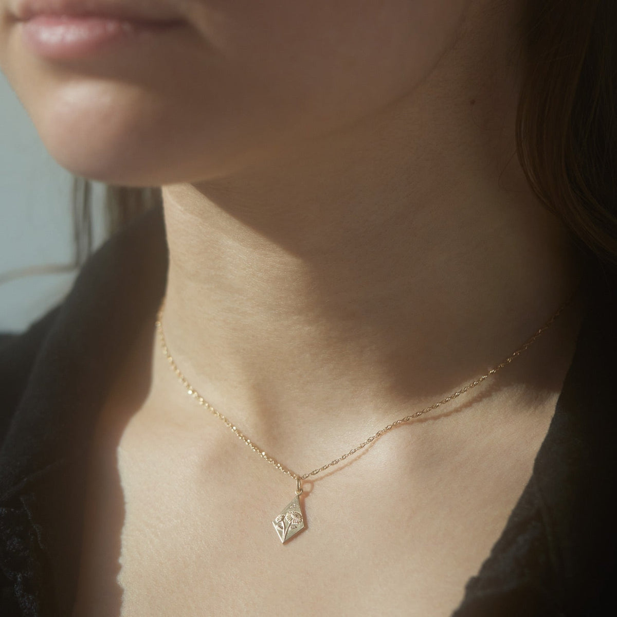 Avaline Flower Poem Charm Yellow Gold