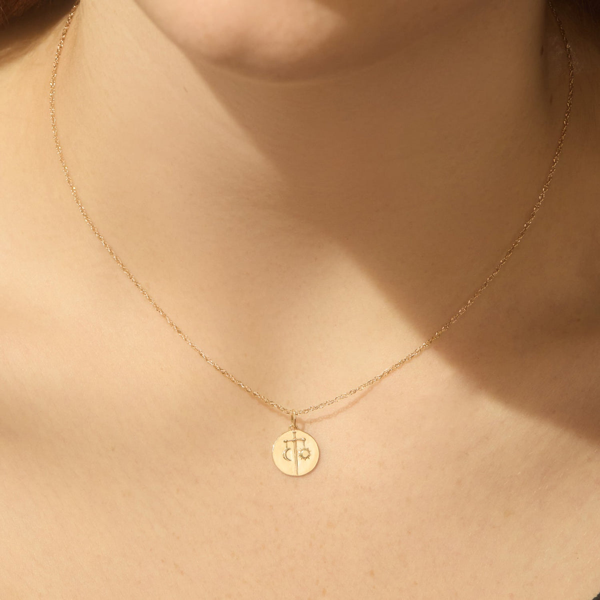 Avaline Mini Round Gold Zodiac Pendant