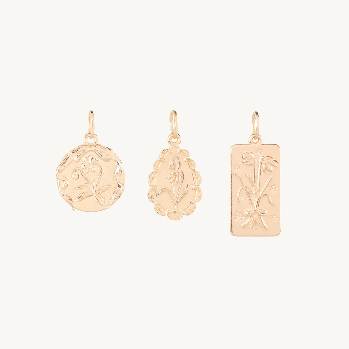 Avaline Flower Poem Charm Yellow Gold