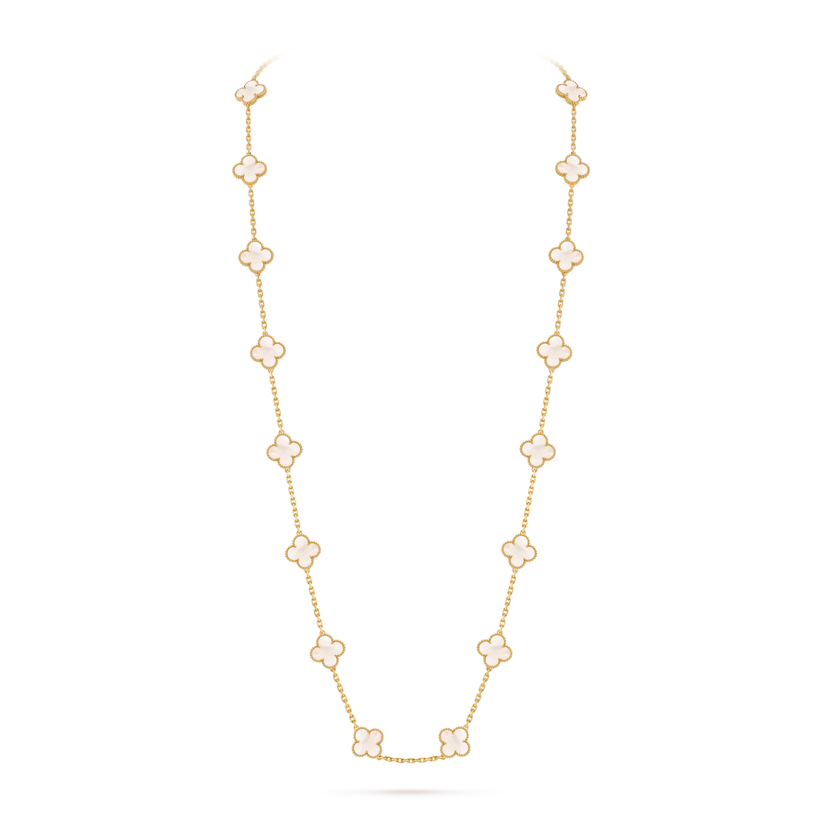 Avaline Alhambra long necklace, White Pearl