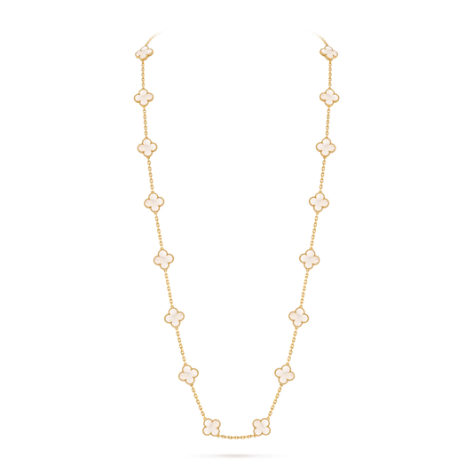 Avaline Alhambra long necklace, White Pearl