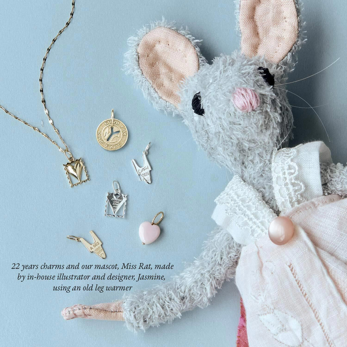 Avaline Catbird Pink Heart Charm