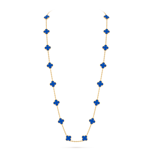 Avaline Alhambra long necklace, Blue Agate