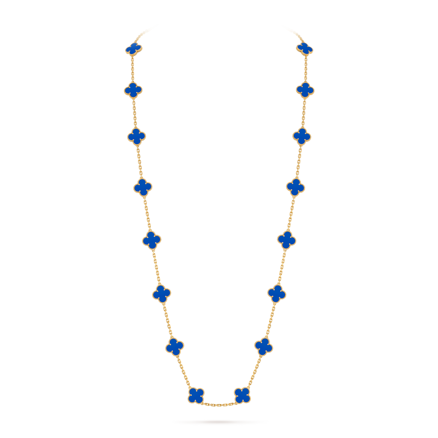 Avaline Alhambra long necklace, Blue Agate