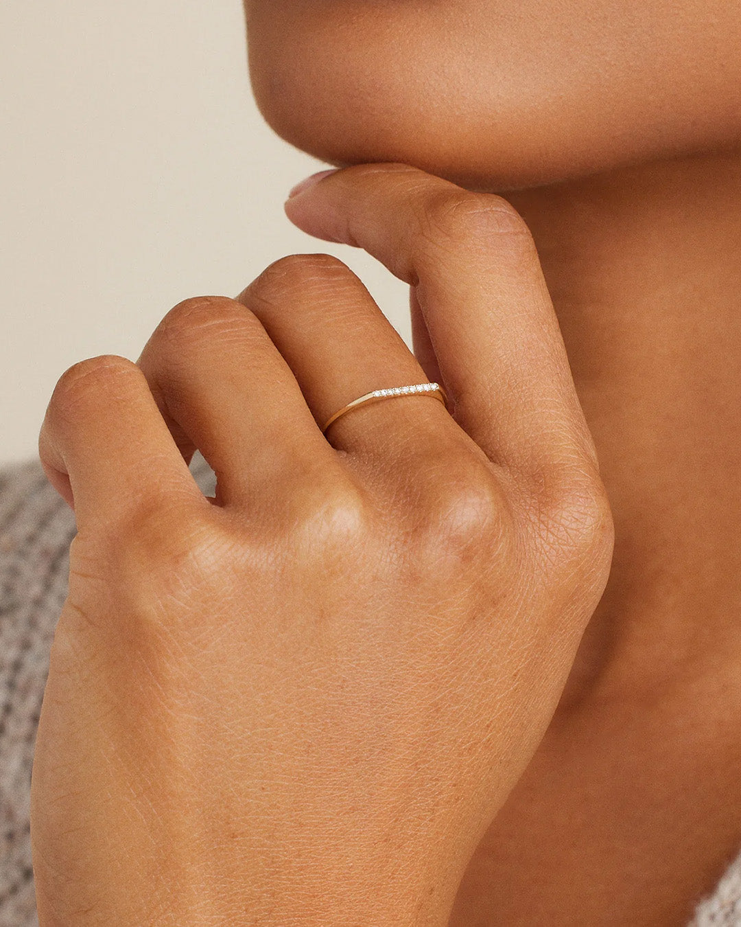 Avaline 14K Diamond Bar Ring