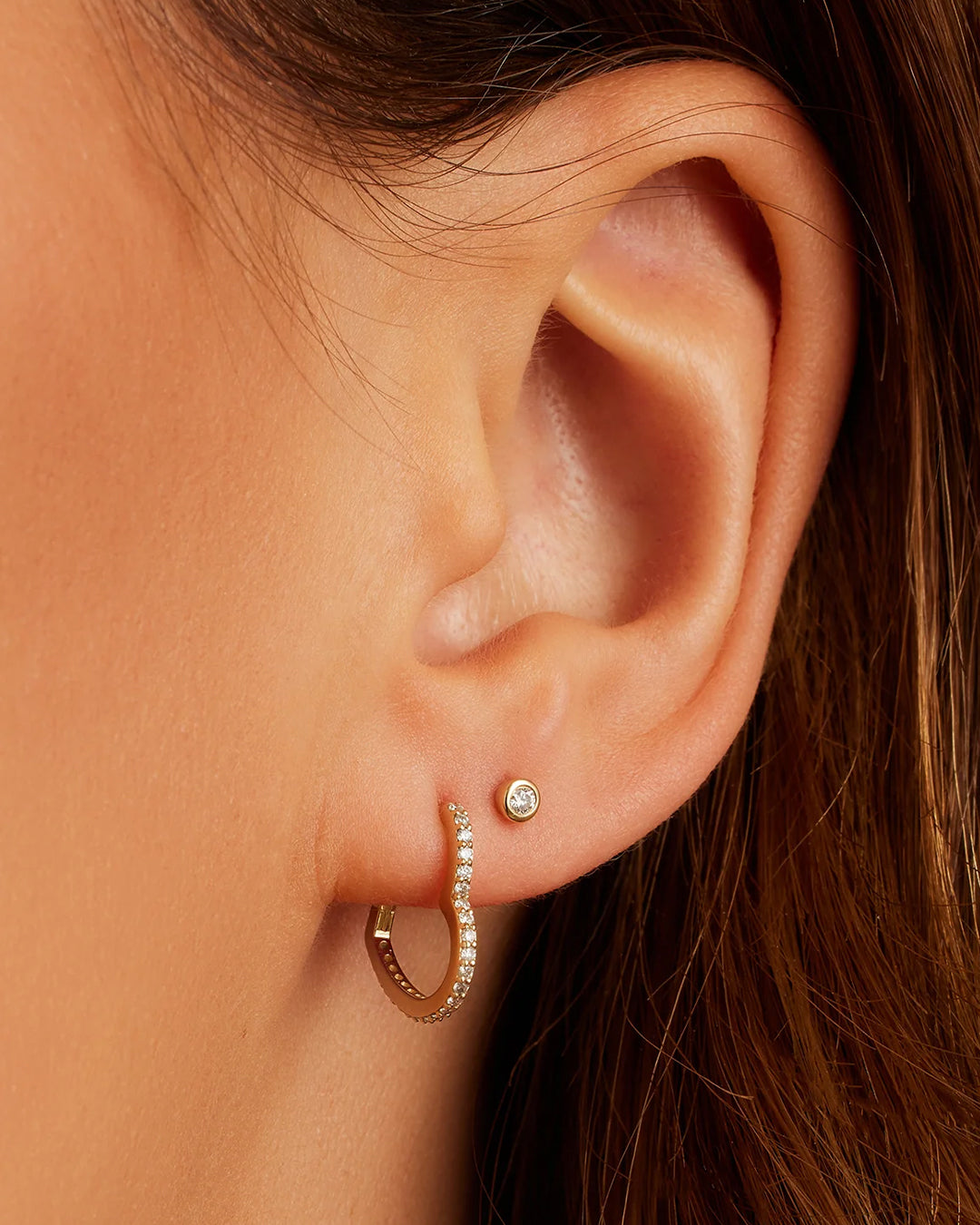 Avaline 14K Classic Diamond Flat Back Single Stud