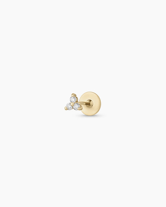 Avaline 14K Diamond Bali Flat Back Single Stud