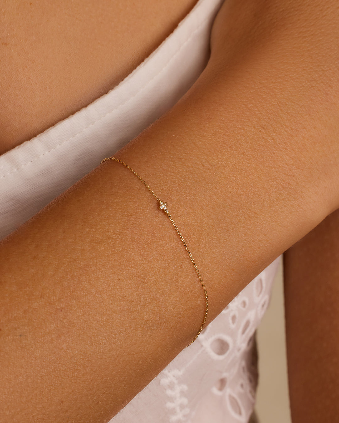 Avaline 14K Diamond Cross Bracelet