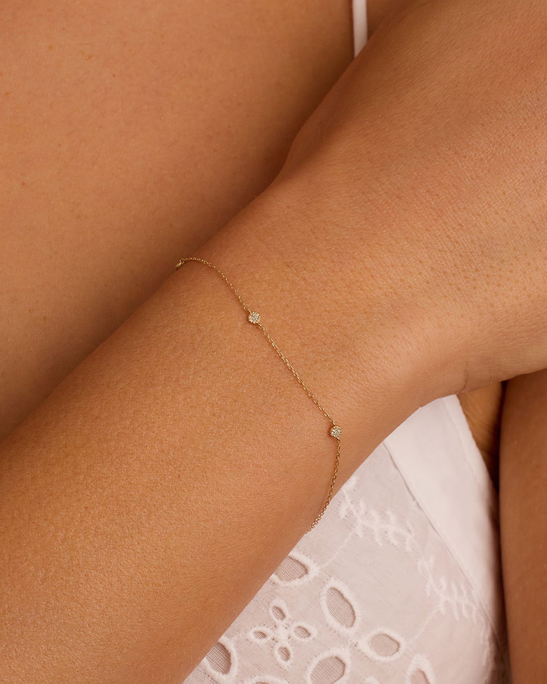 Avaline 14K Diamond Pave Dot Bracelet