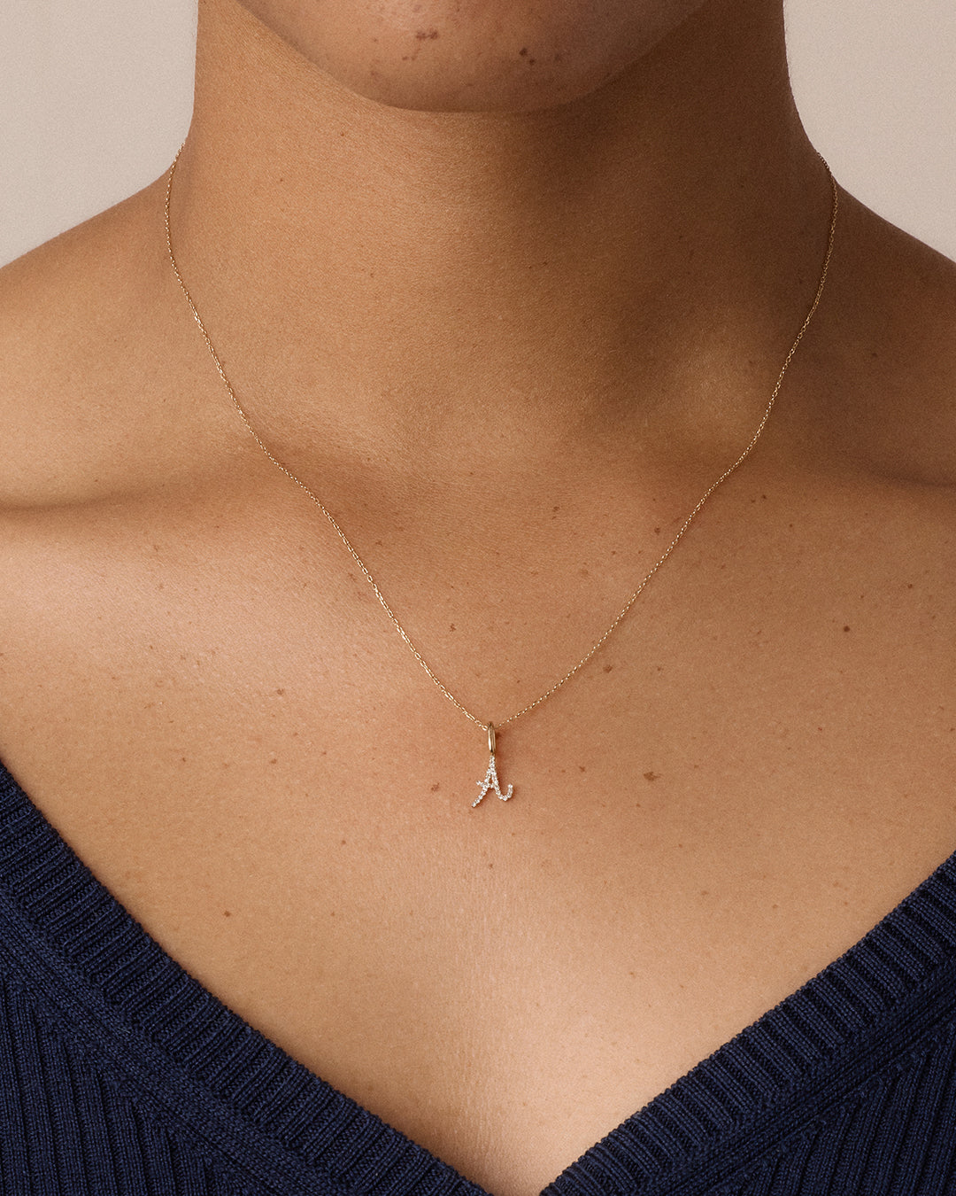 Avaline 14K Diamond Script Alphabet Charm