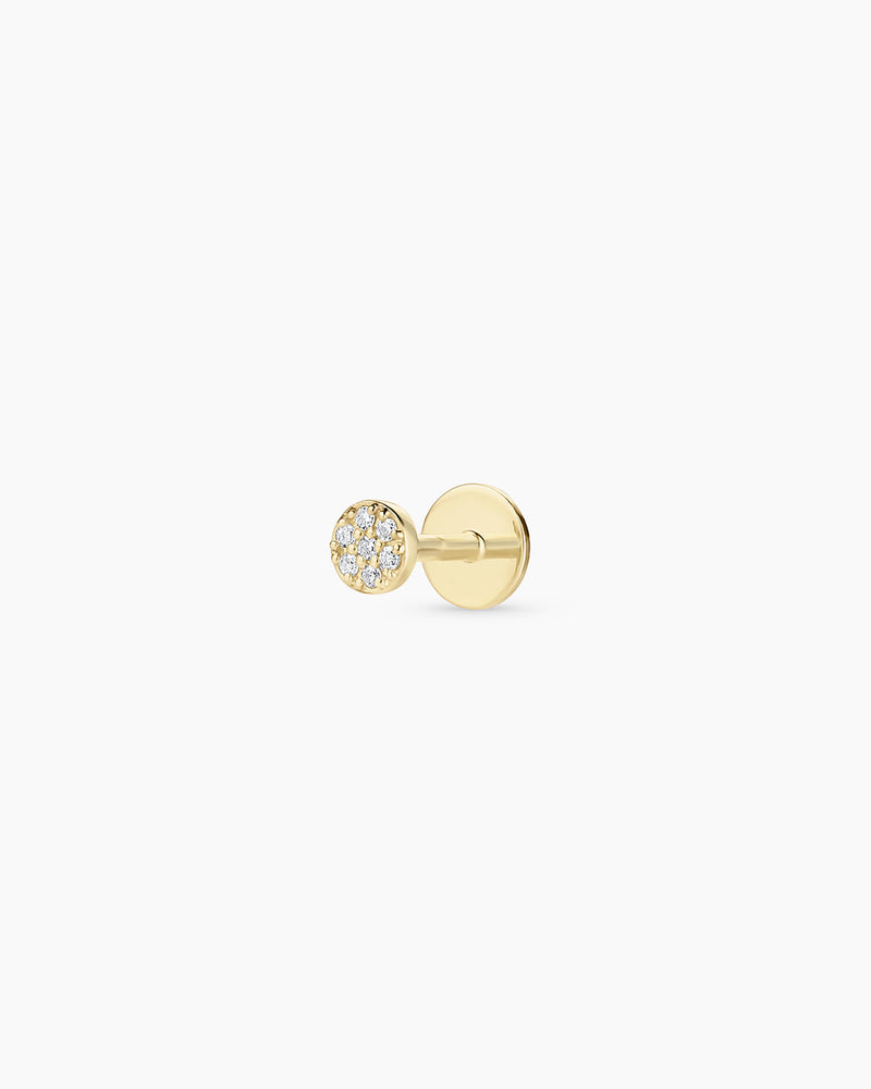 Avaline 14K Diamond Pavé Flat Back Single Stud