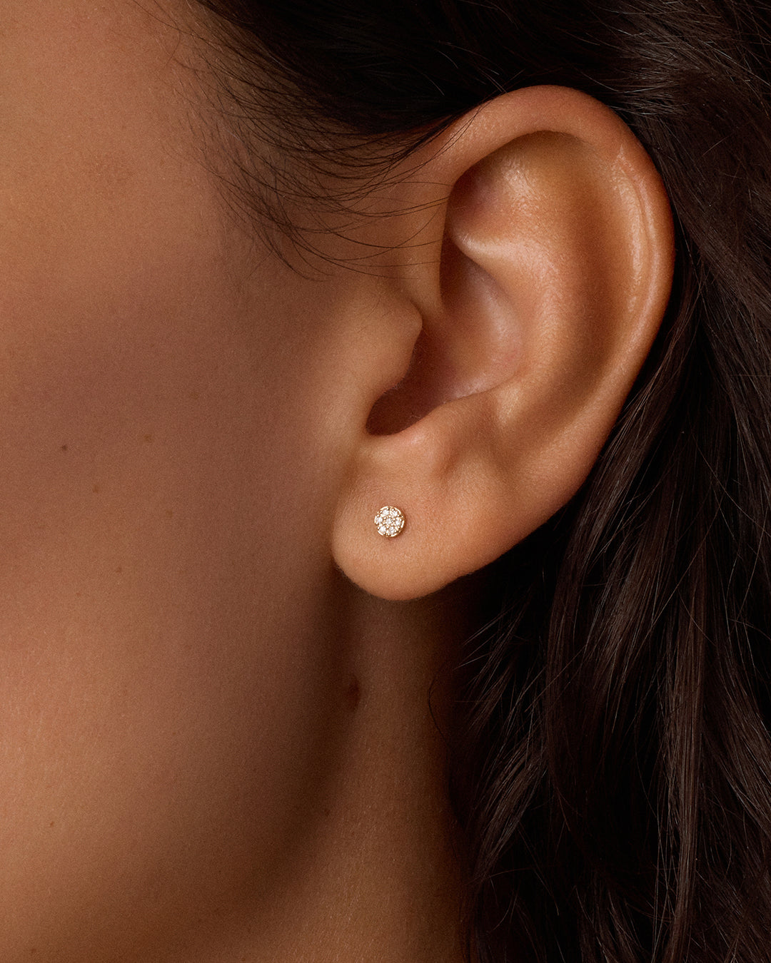 Avaline 14K Diamond Pavé Flat Back Single Stud