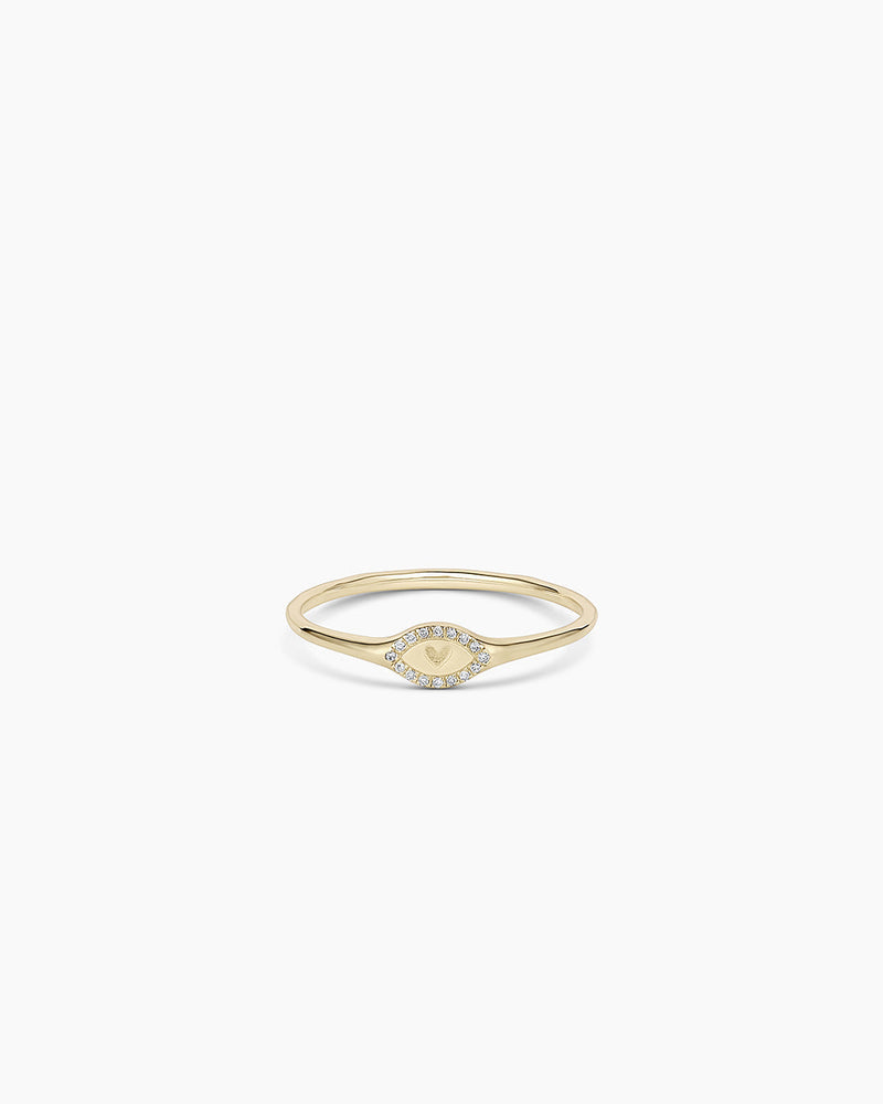 Avaline 14K Diamond Love Signet Ring