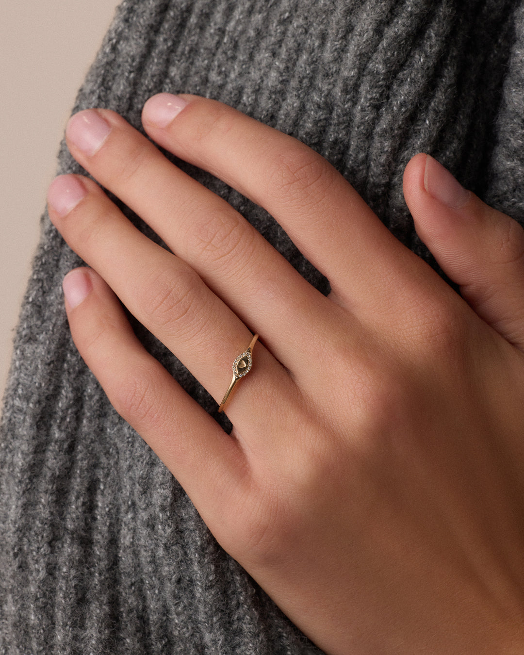 Avaline 14K Diamond Love Signet Ring