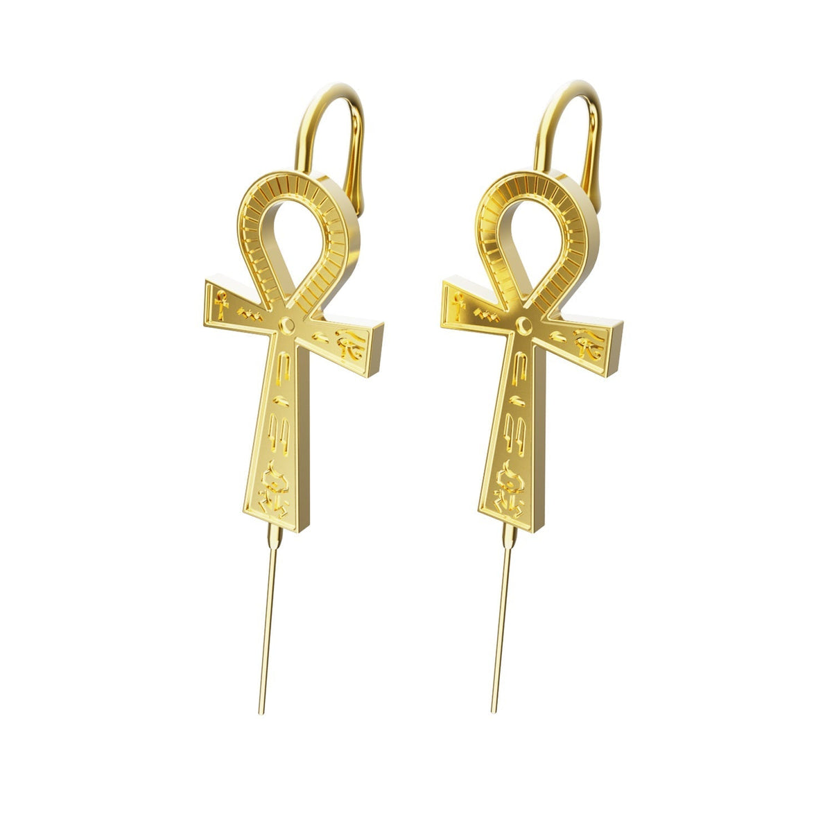 Ankh ear cuffs in gold, a pair