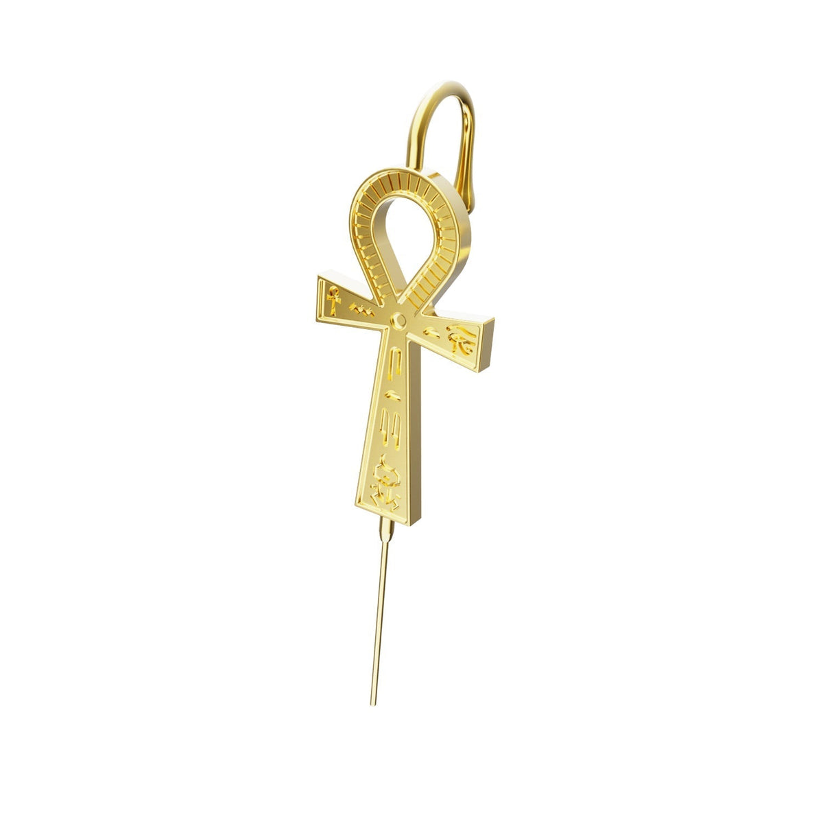 Ankh ear cuff in gold, single