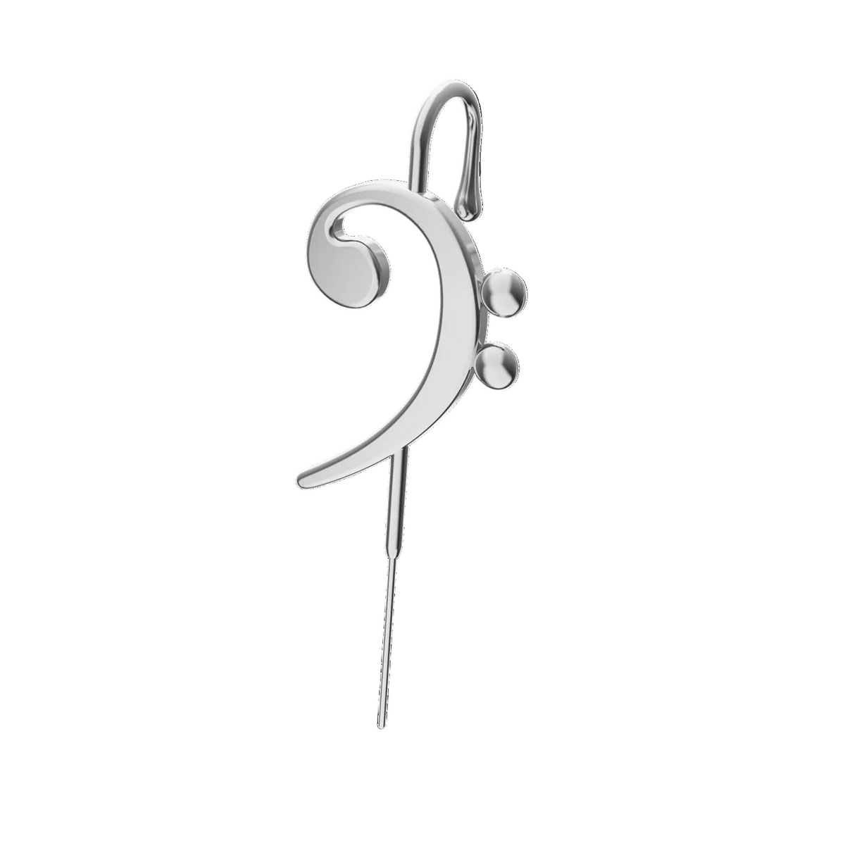 Bass Clef ear cuff in silver, single