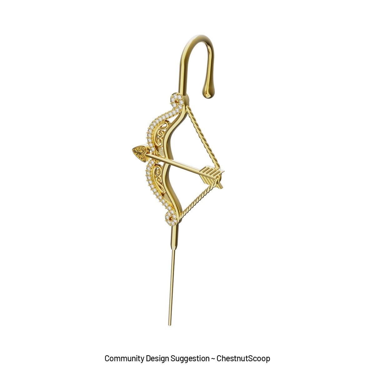 Divine Strike ear cuff in gold, left-ear version