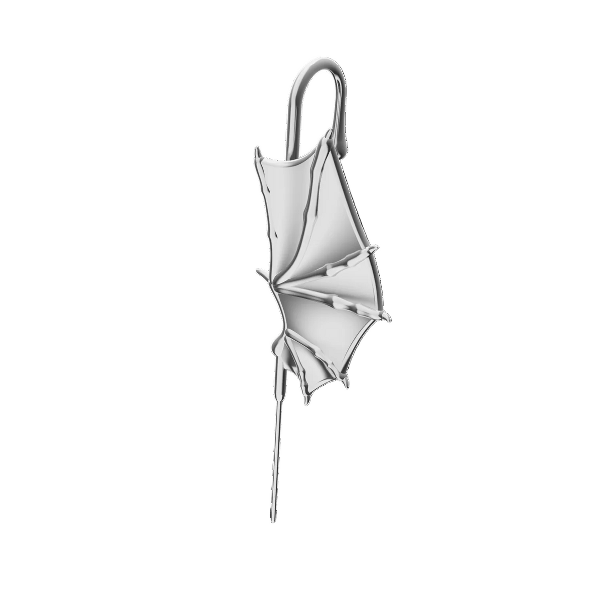 Nightfall Wings ear cuff in silver, left-ear version