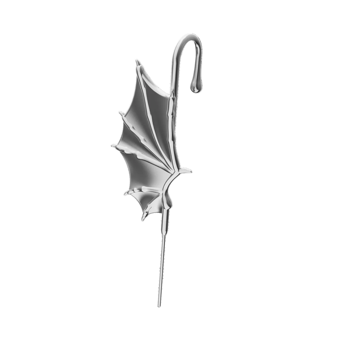 Nightfall Wings ear cuff in silver, right-ear version