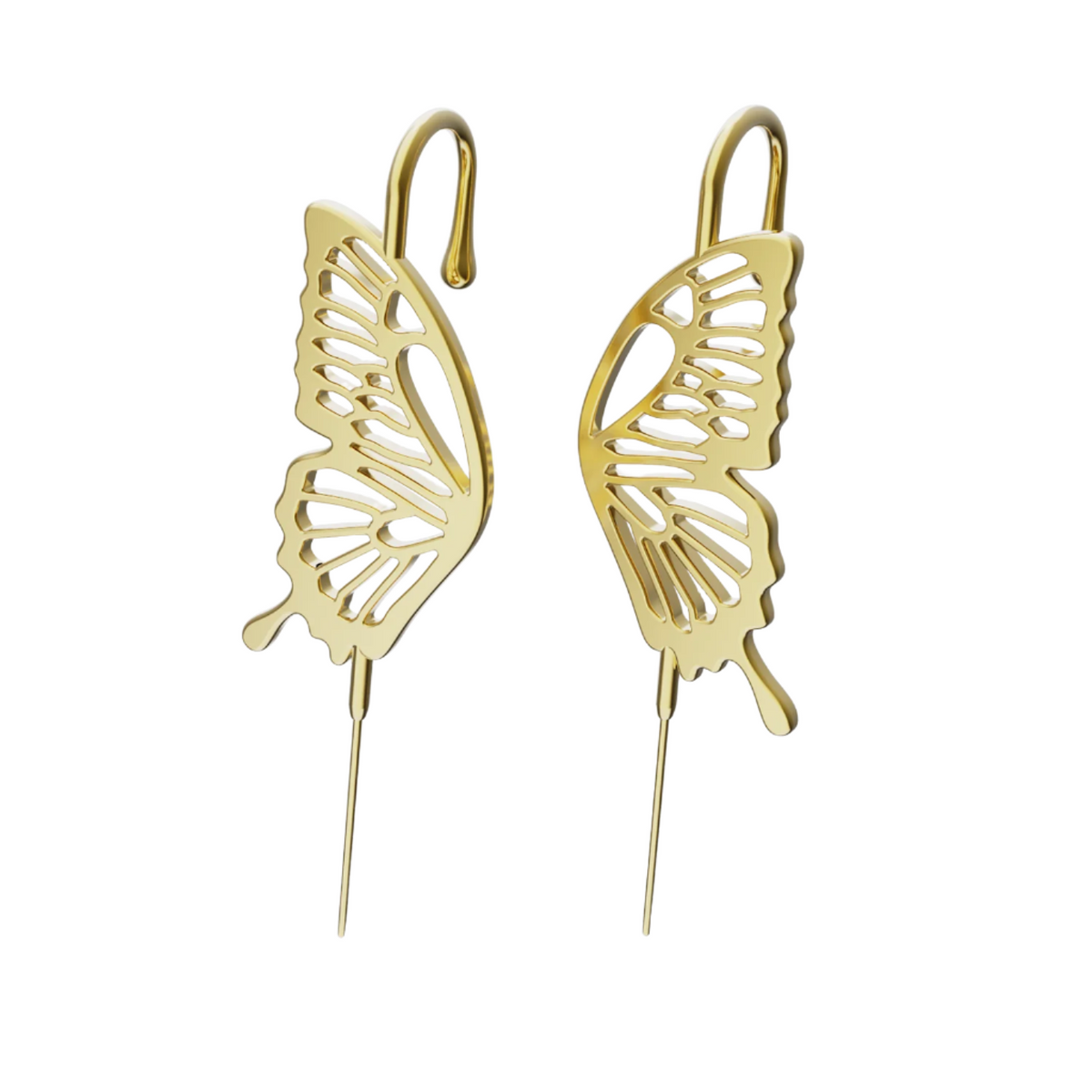 Gentle Butterfly ear cuffs in gold, a pair
