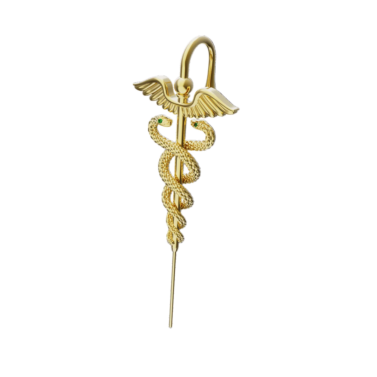 Caduceus ear cuff in gold, single