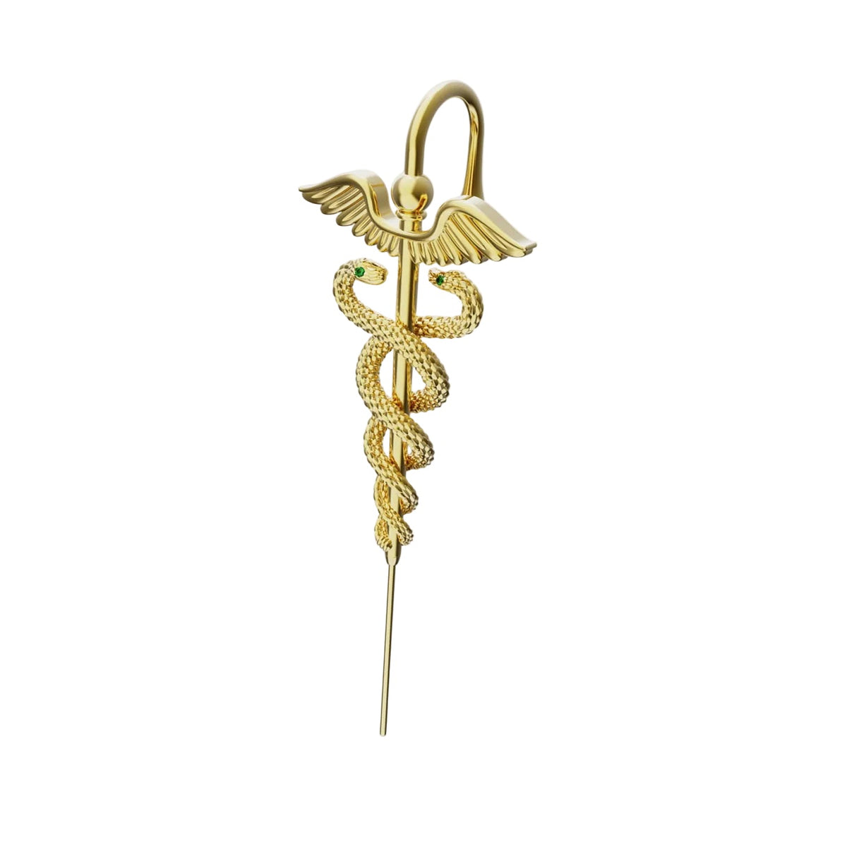 Caduceus ear cuff in gold, single