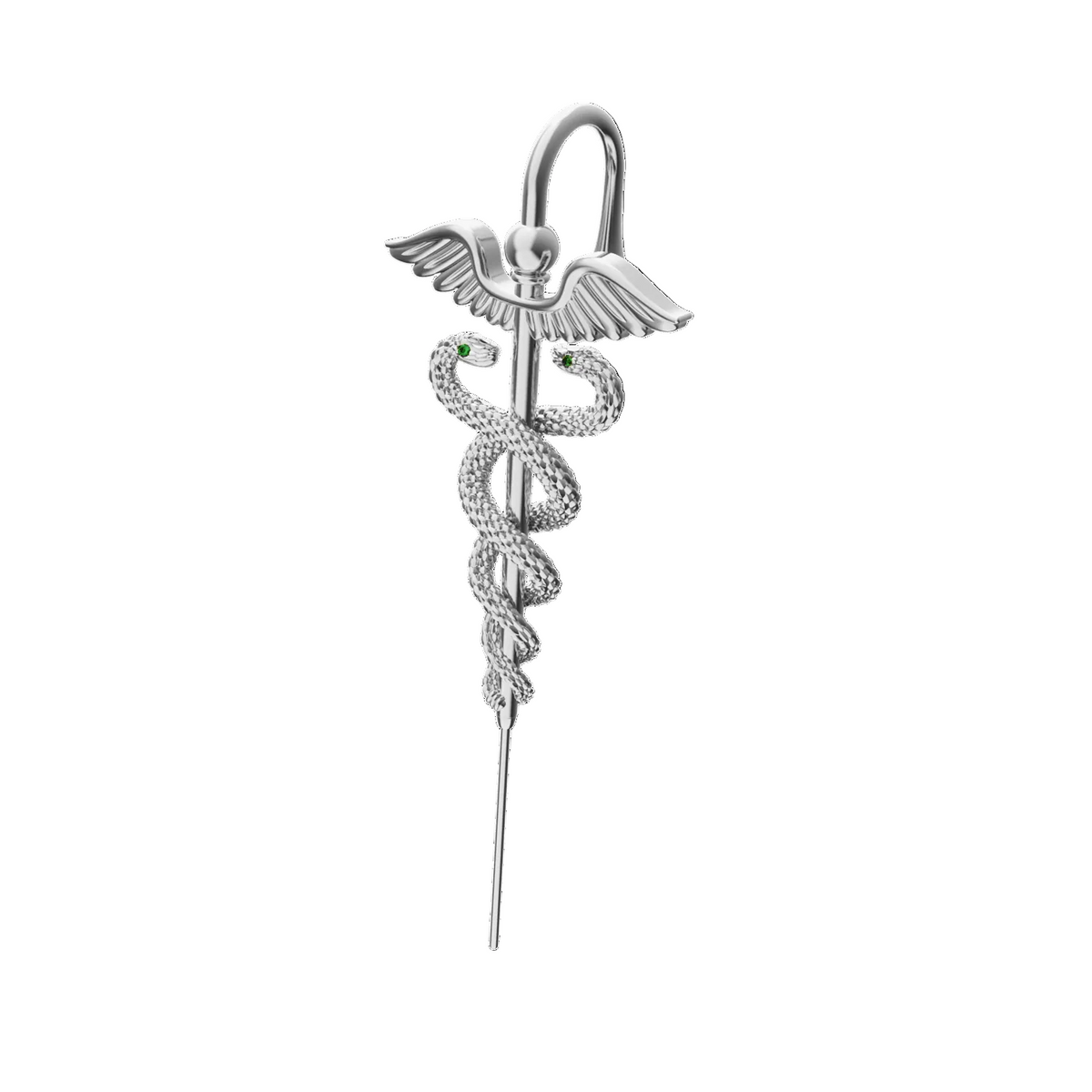 Caduceus ear cuff in silver, single