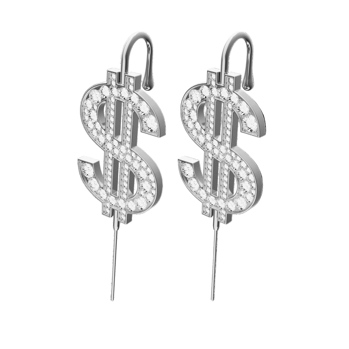 CA$H ear cuffs in silver, a pair
