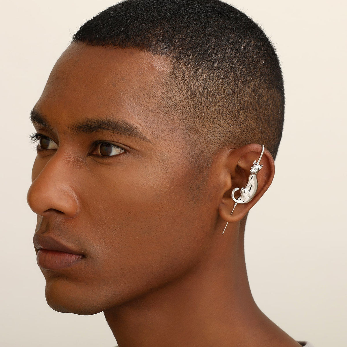 Mystic Cat ear cuff worn on the ear, profile view