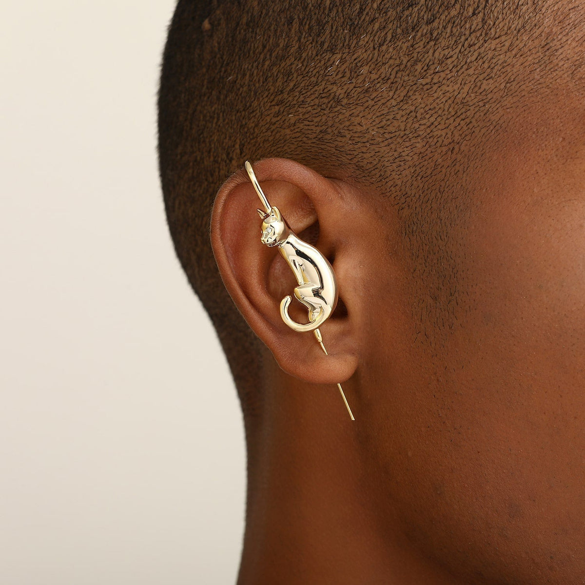 Mystic Cat ear cuff worn on the ear, profile view