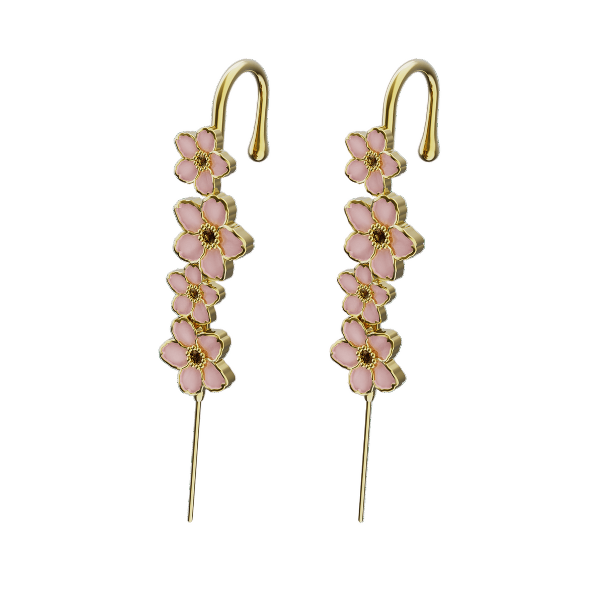 Cherry Blossom ear cuffs in gold, a pair
