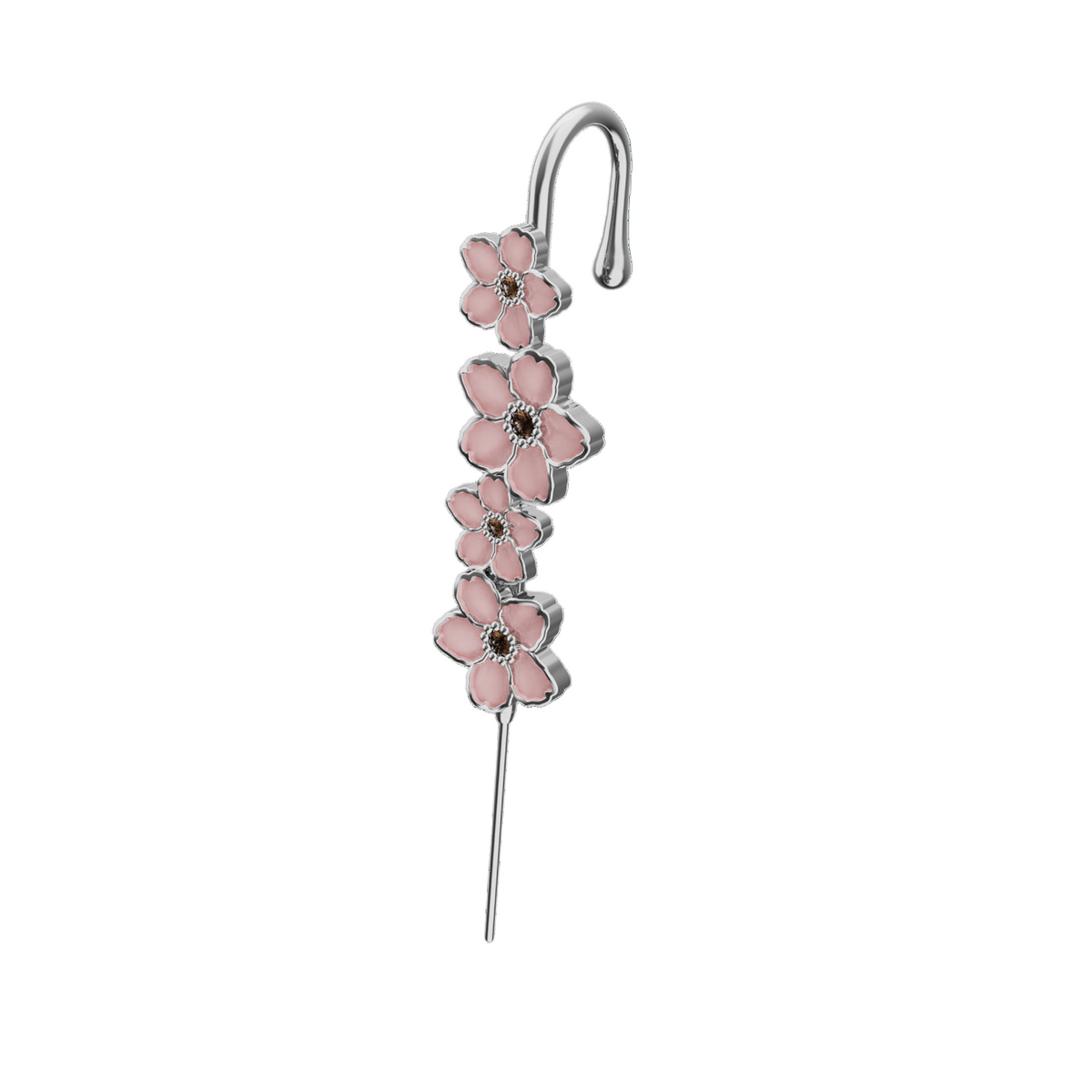Cherry Blossom ear cuff in silver, single