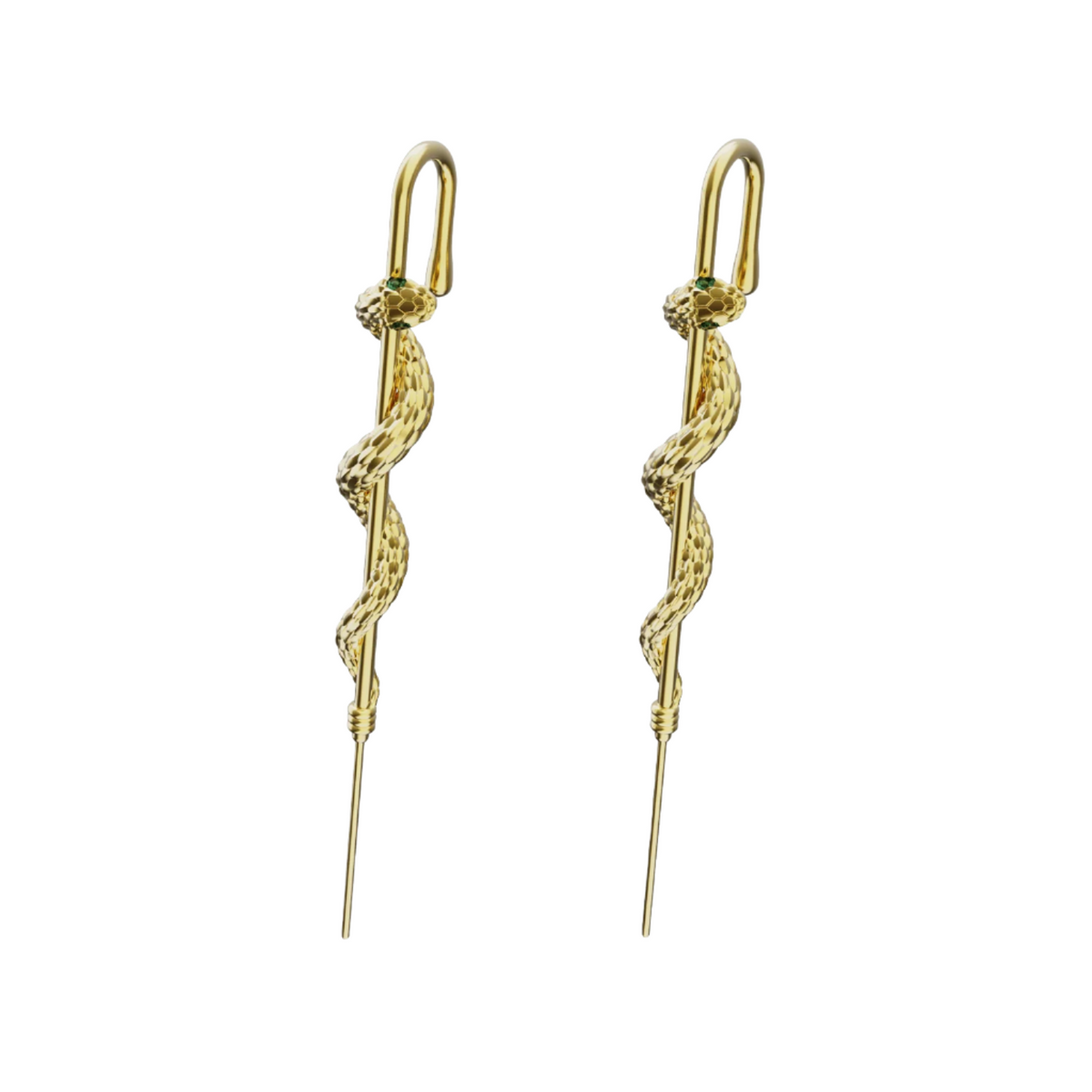 Coiled Snake ear cuff in gold, detail of the design