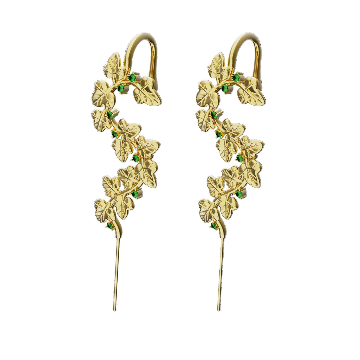 Creeping Ivy ear cuffs in gold, a pair