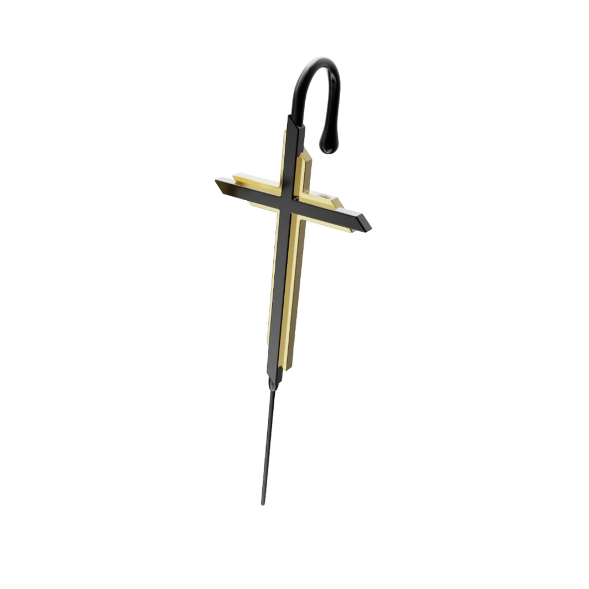 Cross ear cuff in black, single