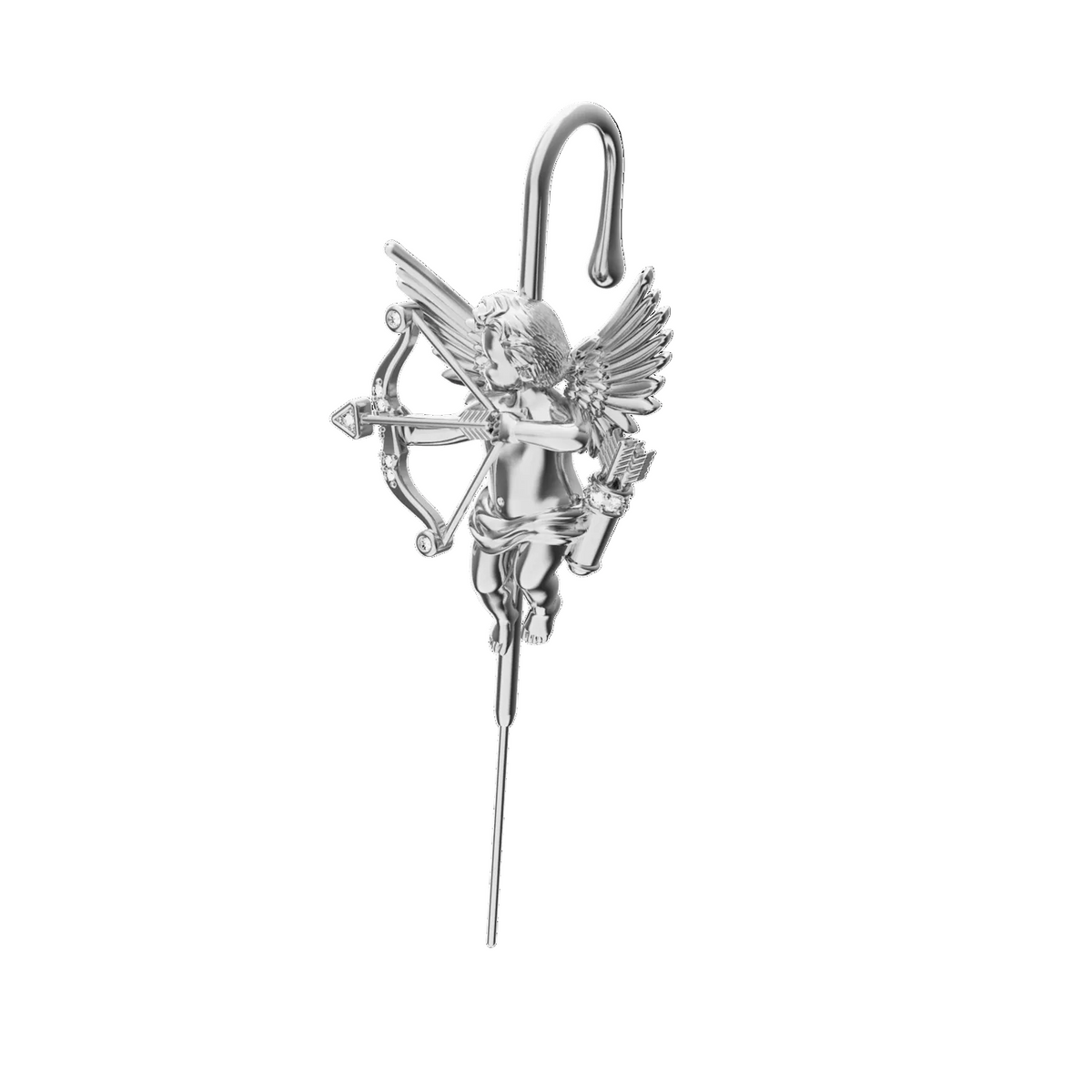 Cupid ear cuff in silver, single