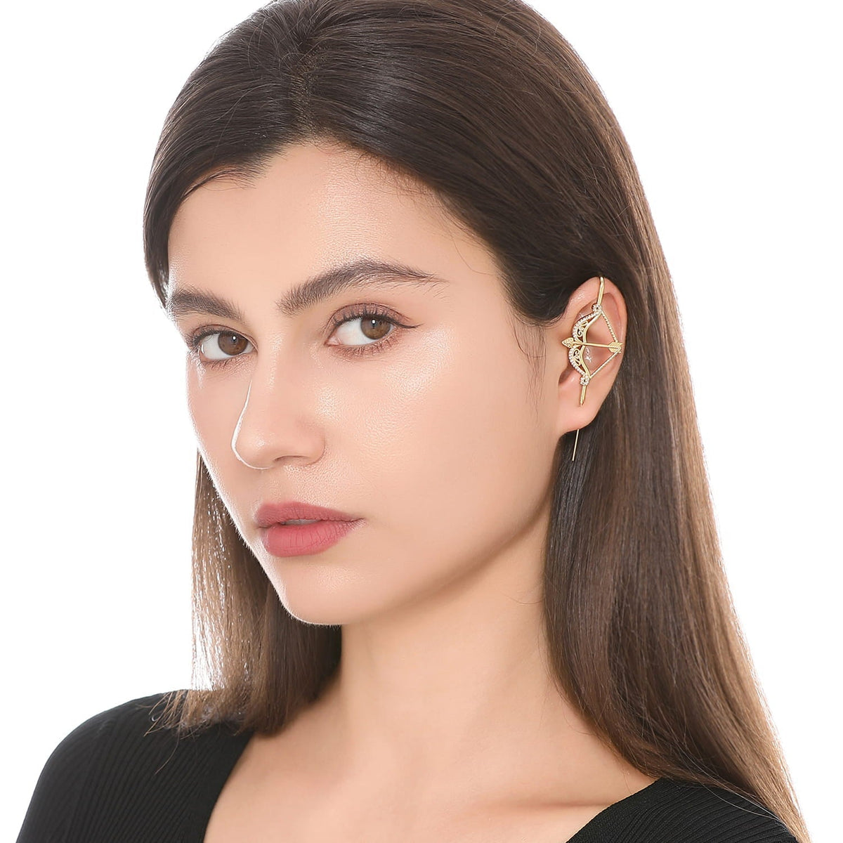 Divine Strike ear cuff worn on the ear, profile view