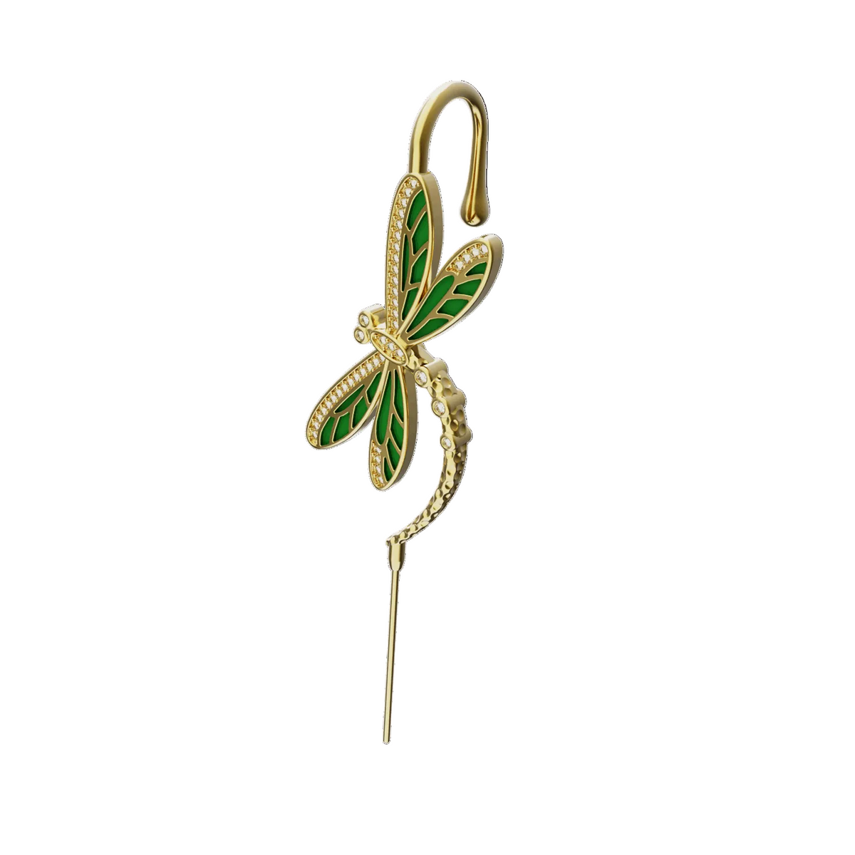 Dragonfly ear cuff in gold, single