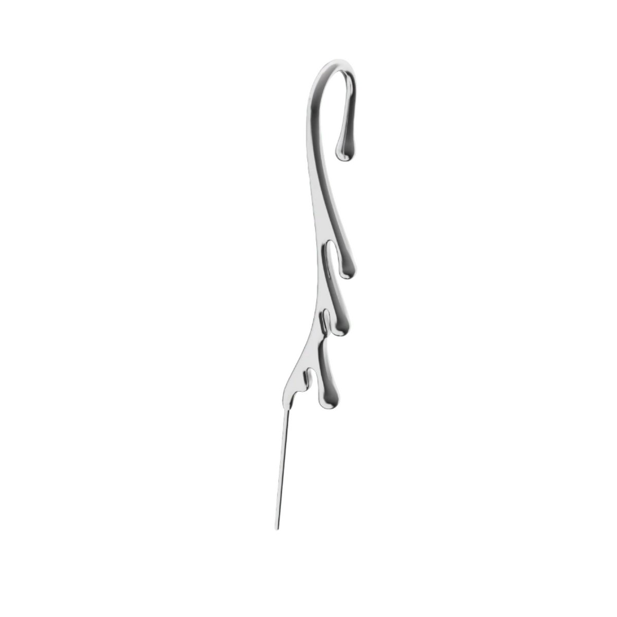 Drip ear cuff in silver, single