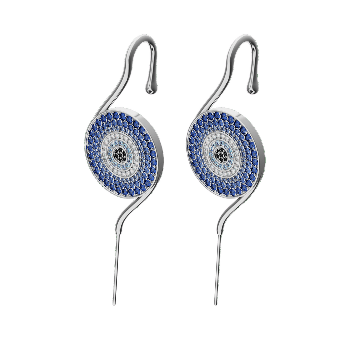 Evil Eye ear cuffs in silver, a pair