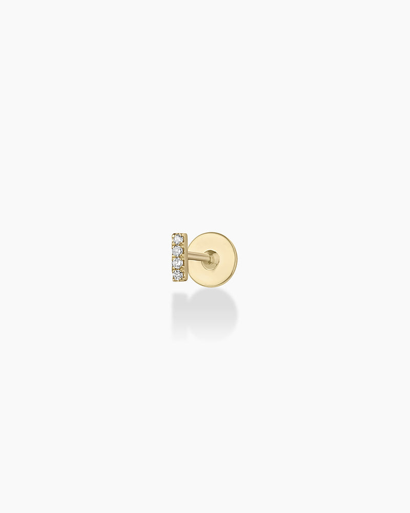 Avaline 14K Diamond Pavé Bar Flat Back Single Stud