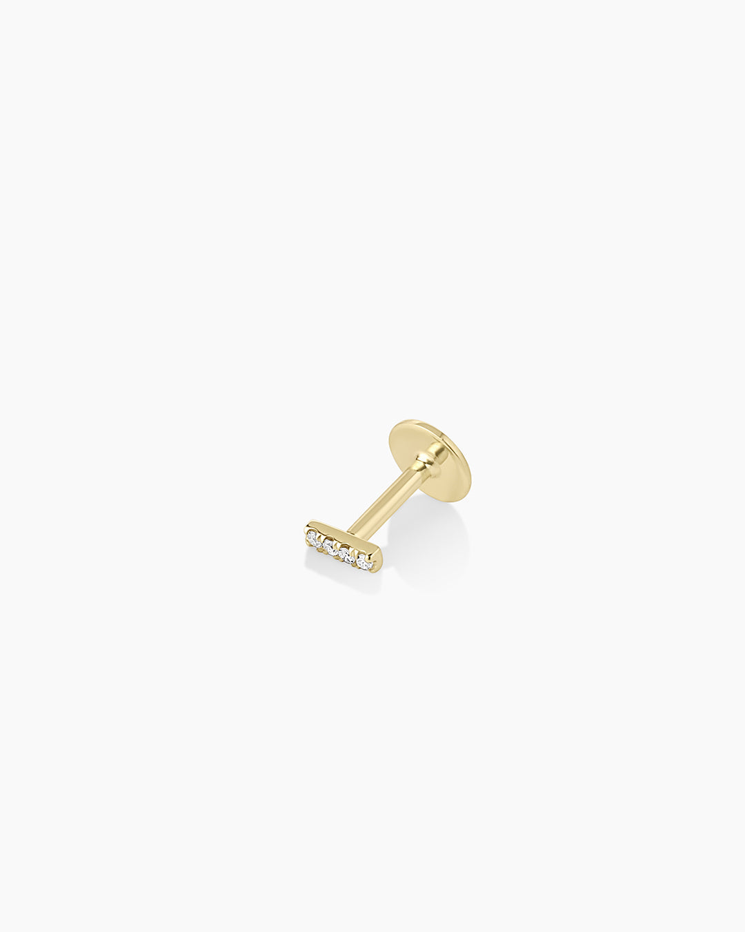 Avaline 14K Diamond Pavé Bar Flat Back Single Stud