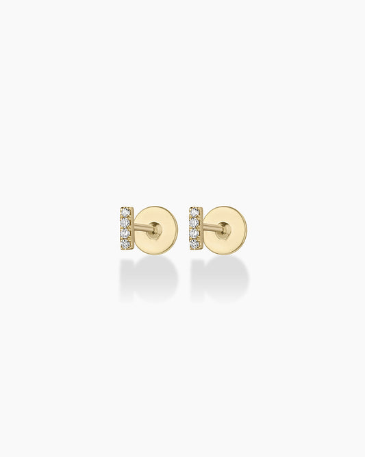 Avaline 14K Diamond Pavé Bar Flat Back Studs