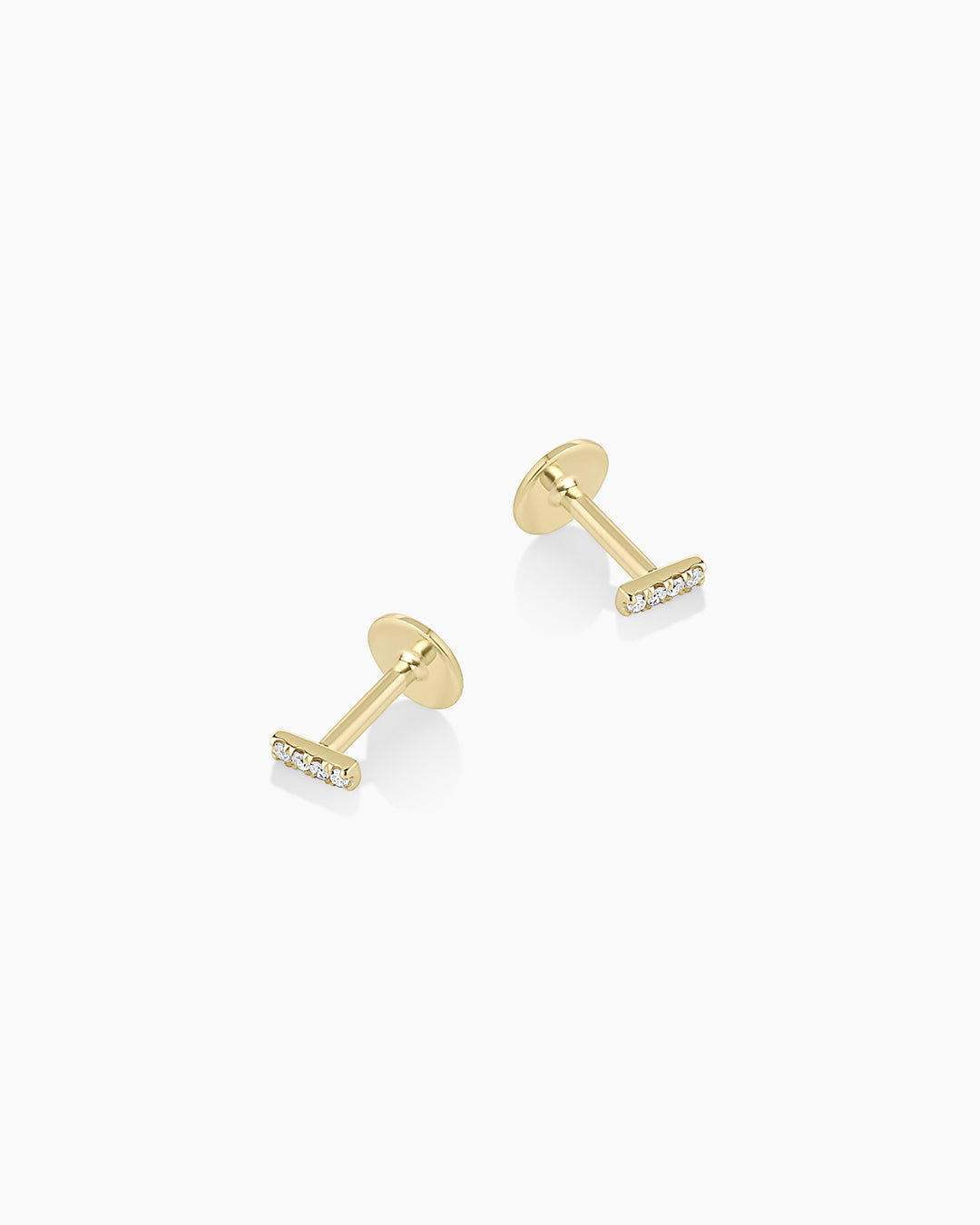 Avaline 14K Diamond Pavé Bar Flat Back Studs