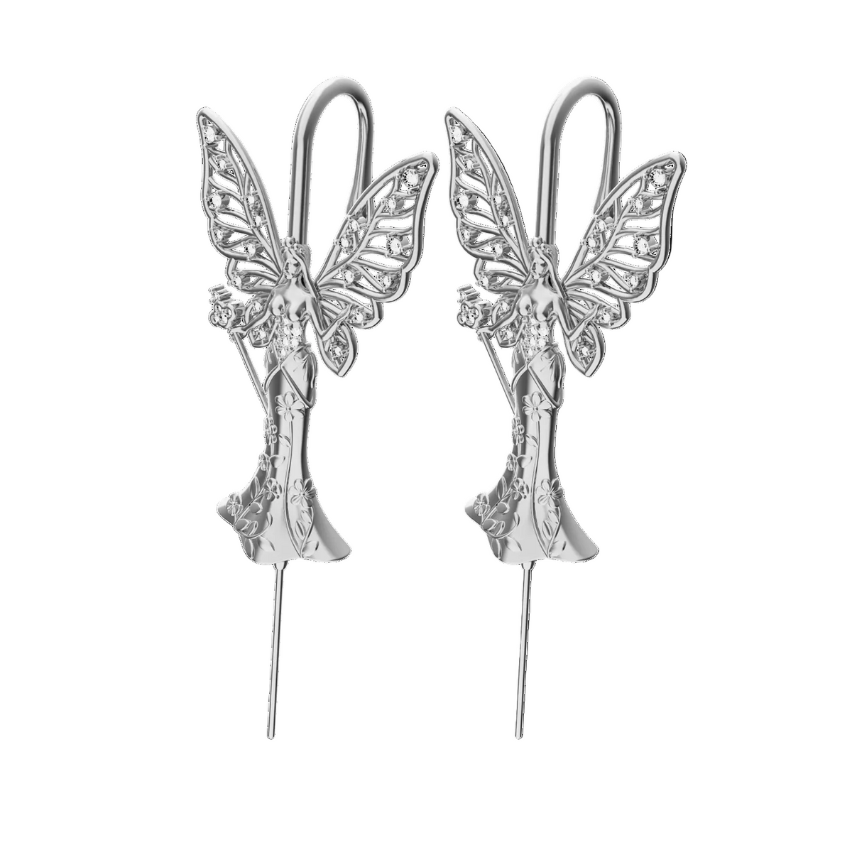 Forrest Fairy ear cuffs in silver, a pair