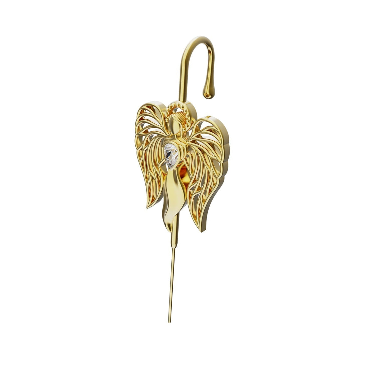 Guardian Angel ear cuff in gold, single
