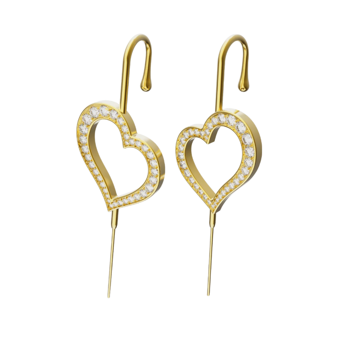 Pure Heart ear cuffs in gold, a pair